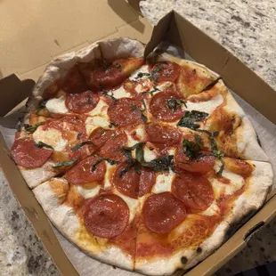 Margherita Pizza with pepperonis... perfectly done