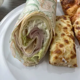Ham and cheese pita, mozzarella cheese bread