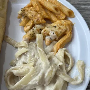 Mostacolli and Chicken Fettuccine Alfredo...