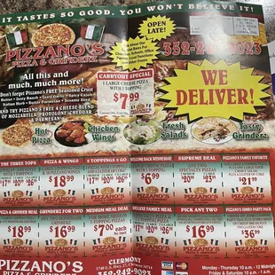 pizza menu