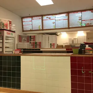The counter inside the restaurant.