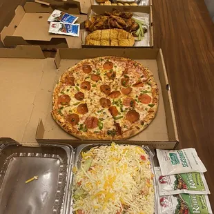 a variety of pizzas