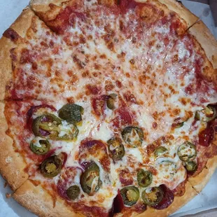 Half cheese and 1/2 with favorite toppings.