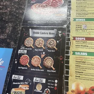 Middle eastern menu