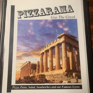 First page of menu