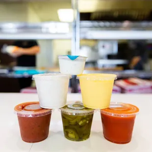 a variety of condiments