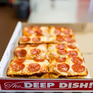 Come in and try our traditional pepperoni deep dish pizza. You won't regret it!   Regular (8 Slices): $8.00   Giant (32 Slices): $14.99