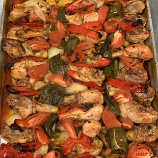 Brian&apos;s special! Organic brick oven cooked chicken and veggies that serves with rice pilaf. Special order. Ask for availability!