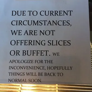 a sign on the counter