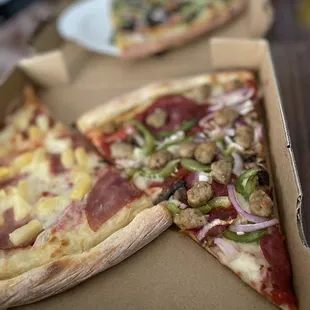 two slices of pizza