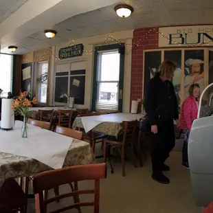 the dining area of the pizzeria