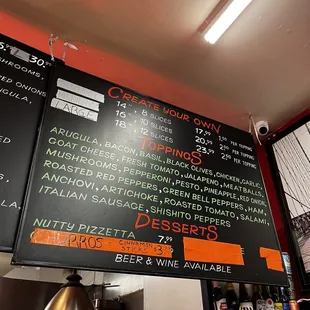 menu and prices