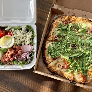 Dolce &amp; Salato pizza on gluten free crust and Signorelli salad