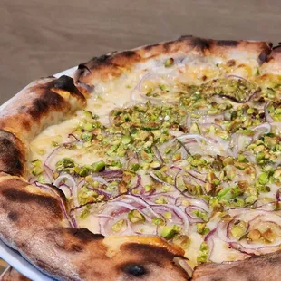 "Rosa": Red Onion, Parmigiano Reggiano, Rosemary, Santa Barbara Pistachios