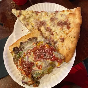 Cheesesteak square slice (left) chicken and bacon (right) (FMOI @FeedTheStrEATs)