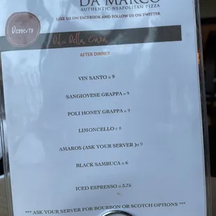 menu