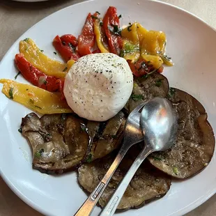 Burrata red pepper and eggplant