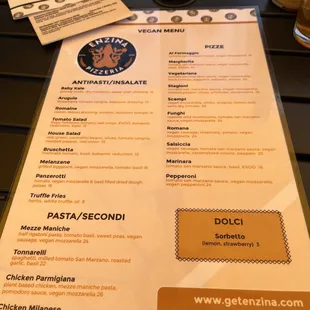 menu