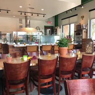 tables and chairs in a restaurant