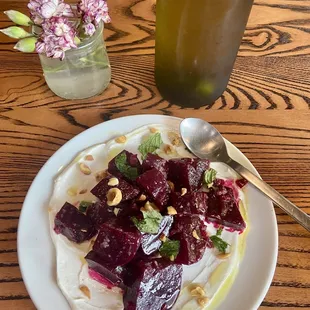 Roasted beets, mint, walnuts, whipped olive oil