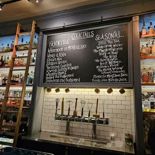 Bar chalk board menu.