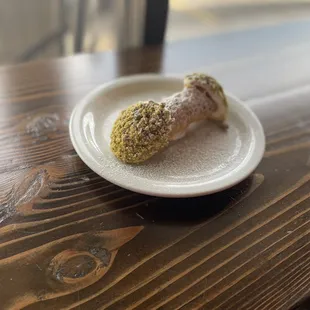 a piece of food on a plate