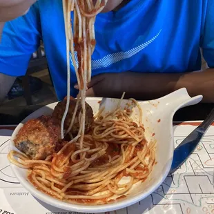 Kids spaghetti 8/10 (meatballs are more so filled with breading)