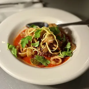 Calamari Fritti. Has a nice zest and a bit of spice