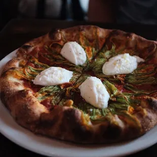 Burrata pizza with Squash Blossom - get it