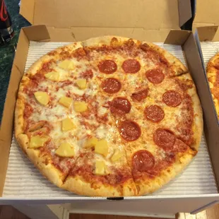 Carryout Half pineapple, half light pep