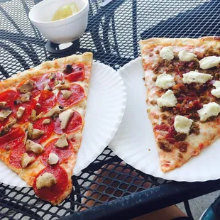 You can get pizza by the slice for 3.50 and its huge!!! Pizza was great! Trust me I'm from New York :) and friendly service!