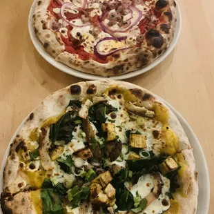 9&quot; Macellaio (top) and 9&quot; Jamaican Jerk Chicken Pizza Special (bottom)