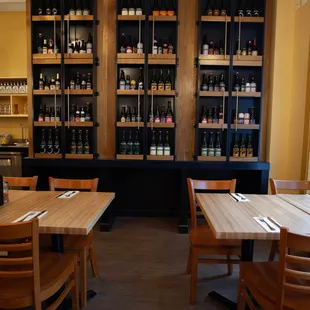 Wall of beer in dining room