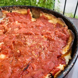 Deep dish pepperoni on the patio