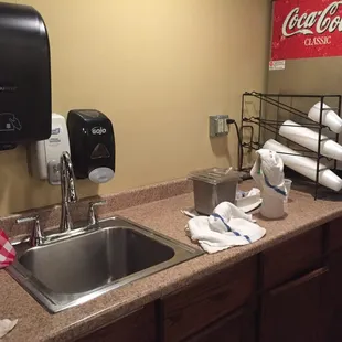 The self-serve station, as with much of the rest of the dining room, needed attention.