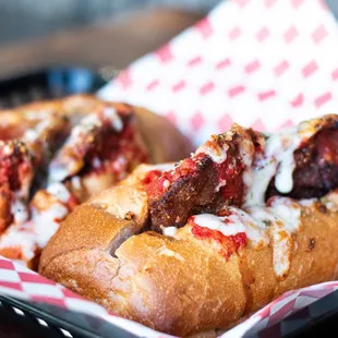 a close up of a hot dog