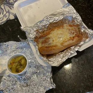 Meatball sub $6.15, added cheese $2, Hot Giardiniera $9, $10 total