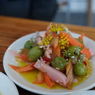 Giardinera - I'd save for when your pizza arrives. A good palate cleanser between bites of pizza.