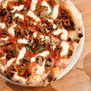 a pizza on a plate