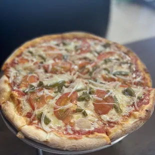 a pizza on a pizza pan