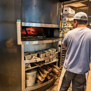 Inside. Pizza oven.