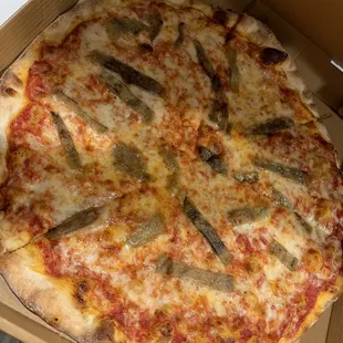 Large pizza with eggplant