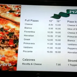 The menu