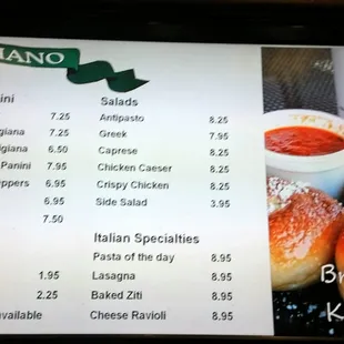 The menu