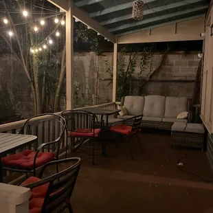 Backyard patio covered seating