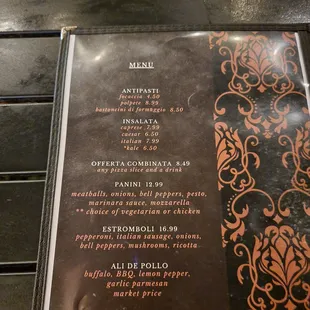menu