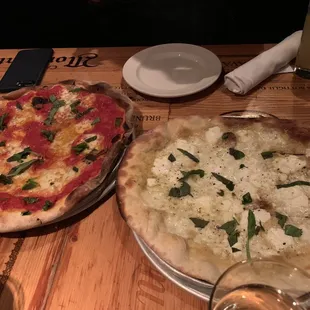 Margarita pizza and four cheese pizza- we ate for the 3 of us but I&apos;d recommend more if you haven&apos;t eaten before.