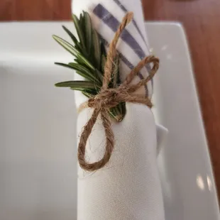 Love this detail! Rosemary on the cutlery.