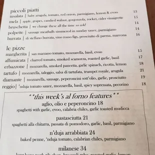 menu