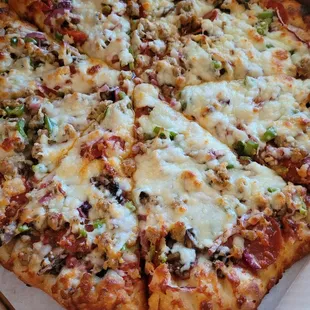 Large veggies and sausage pizza